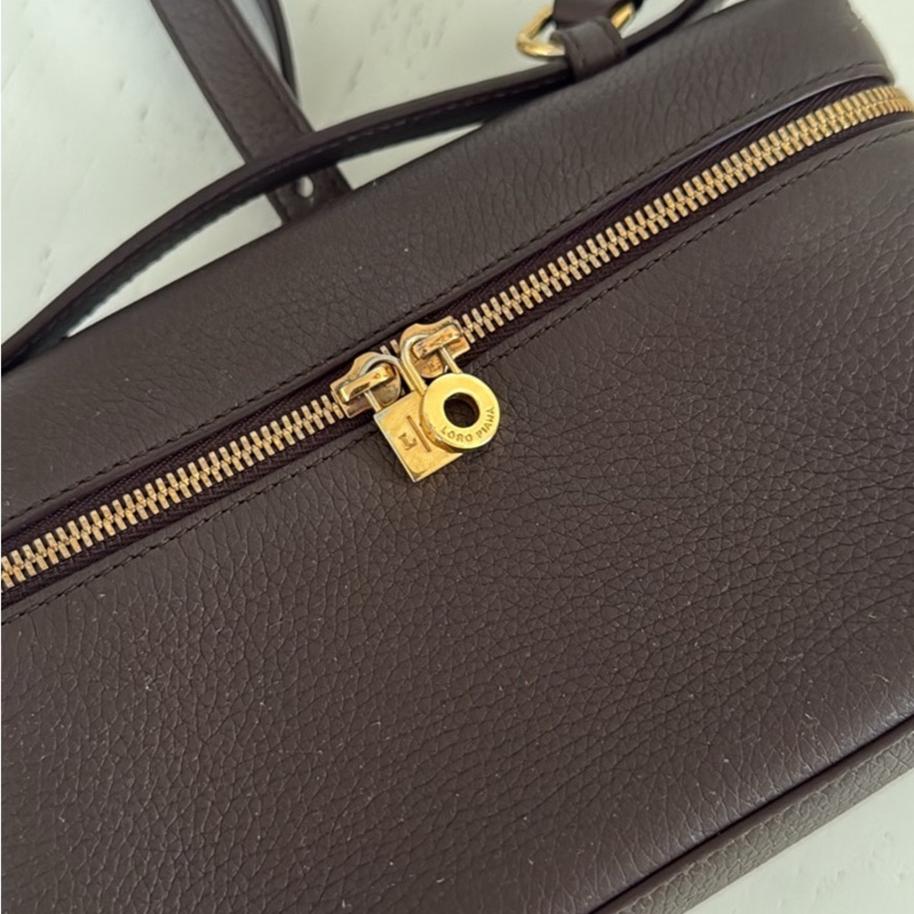 Loro Piana Dark Brown Crossbody Bag with Gold hardware